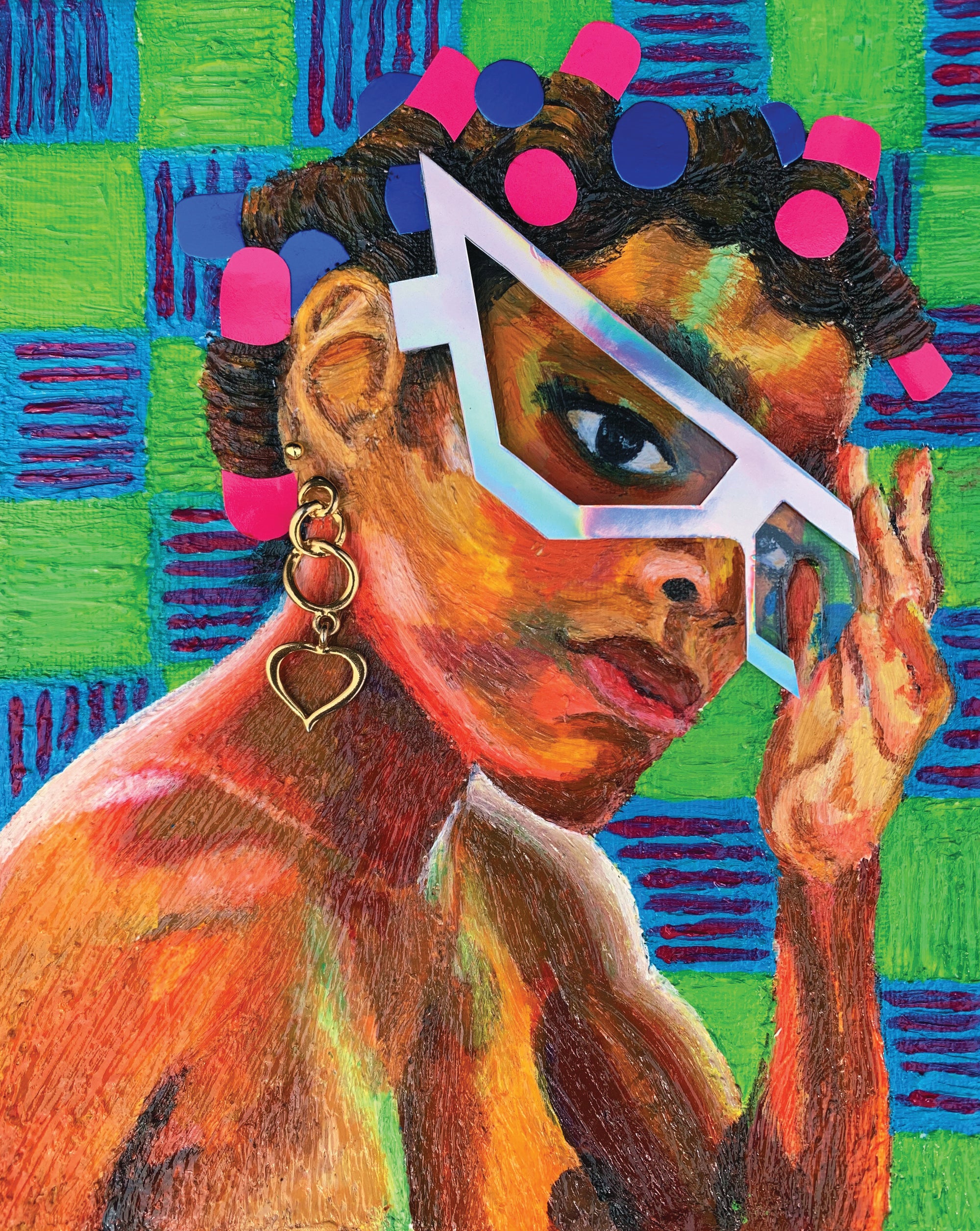 Girl with Glasses and Hair Rollers